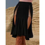 High Slit Skirt Black Latin Skirt Fringe Wrap Stretch Breathable - 30841748914359 - 30841748914359