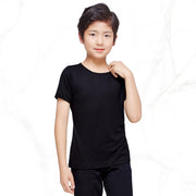 Boys Dance Shirts - Modal Short Sleeve Crew Neck Boy Dance Shirt in Black or White for Ballroom Latin Ballet - DancerInn Black / 170   165-170cm
