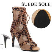 Leopard Print High Heel Sandals - Women's Dance Heels Shoes for Latin Jazz Tango Salsa Pole Dance DancerInn