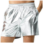 Mens Metallic Shorts - Shiny Rave Shorts Men with Sequin, Elastic Waist, and Pockets for Dance Performance - DancerInn Silver-XXL - 32458851025079 - 32458851025079