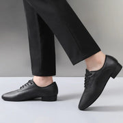 Ballroom Dance Shoes for Men - Leather Suede Sole Low Heel Dance Shoes for Latin Salsa & Tango Practice - DancerInn 