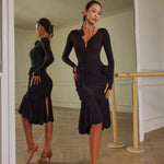 Leotards for Dance Womens - Long Sleeve Backless Bodysuit Dance Wear with Built-In Bra for Latin Salsa Rumba - DancerInn   - 34373261492407 - 34373261492407