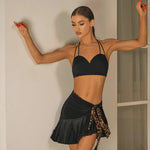 Leopard Print Mini Skirt - Reversible One Piece Wrap Dancer Skirt with Fringe for Latin Salsa Samba Rumba - DancerInn  - 34169265914039 - 34169265914039