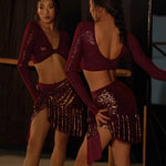 Leopard Print Mini Skirt - Irregular Gilded Dance Mini Skirt Wrap with Built‑In Underwear for Latin Tango Salsa - DancerInn   - 34492897755319 - 34492897755319