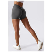 High Waist V-Back Scrunch Butt Yoga Shorts for Women Gym Cycling Fitness Activewear Tights - DancerInn