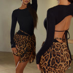Short Skirt Latina - Black Leopard Fringe Latin Dance Skirts for Women with Built-in Underwear for Salsa Samba Rumba Tango - DancerInn  - 33724464529591 - 33724464529591