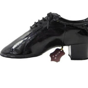Ballroom Dance Practice Shoes - Soft Sole Breathable Canvas Lace-Up Latin Shoes for Men Salsa Tango Jazz Competition - DancerInn Patent-Leather-11