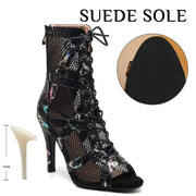 Leopard Print High Heel Sandals - Women's Dance Heels Shoes for Latin Jazz Tango Salsa Pole Dance DancerInn