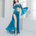 bleu / M - Costume de danse orientale-Ensemble deux pièces haut et jupe en résille à sequins