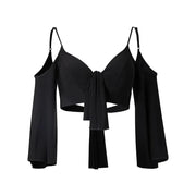 Off-Shoulder Latin Dance Tops for Women with Wide Sleeves Ergonomic Bra - DancerInn