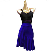 Dance Skirts Latin - Asymmetrical Ruffle Mini Dance Skirt Women with Shorts for Salsa Ballroom - DancerInn Women Dance Skirts & Tutus  