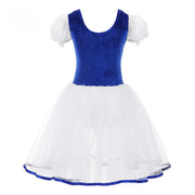 Girls Ballet Dress - Romantic Pink Professional Ballet Tutu Dress with TullePuff Sleeves for Kids Gymnastics Ballerina Dance - DancerInn