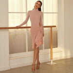 Dance Wrap Skirt Latina - Irregular Slit Salsa Skirts for Samba Rumba Dancing - DancerInn Pink / L - 33921628962999 - 33921628962999