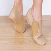 Leather Dance Shoes - Ballet Sneakers Womens with Pigskin Upper 3D Pleated Ultra-Light EVA Sole for Jazz Girls DancerInn