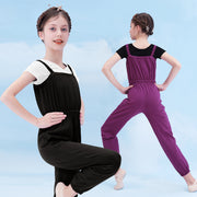 Ballet Warm Up Jumpsuit for Dance - Breathable Cotton Fabric Dance Costume Overalls - DancerInn 