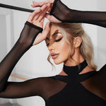 Leotards Long Sleeve - Black Dance Leotards With Built-In Bra & Mesh Cotton for Women Latin Salsa Rumba - DancerInn  - 33999269200055 - 33999269200055