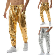 Mens Shiny Pants - Metallic Sweatpants for Dance, Club, Stage, Performance, Rave, Hip Hop, and Streetwear - DancerInn 