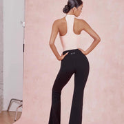 Black Dance Costume Leotard - Off Shoulder Camisole Dance Top with Choker Padded Bra for Latin Salsa Rumba Samba - DancerInn 