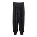Weite Hose für Mädchen – Schwarze Haremshose für Kinder mit hoher elastischer Taille, weicher, bequemer, atmungsaktiver Baumwolle für Tanz, Yoga und Sport - Schwarz / XS