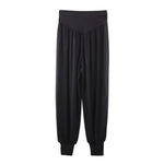 Girls Wide Leg Pants - Black Kids Harem Pants with High Elastic Waist Soft Comfortable Breathable Cotton for Dance Yoga & Sports - DancerInn - 33077471576247 - 33077471576247