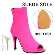 Dancing Boots for Women Stiletto Booties Jazz Dance Boots with Peep Toe Hig Heel for Latin Tango Salsa DancerInn