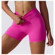 High Waist V-Back Scrunch Butt Yoga Shorts for Women Gym Cycling Fitness Activewear Tights - DancerInn