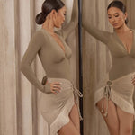 Dancing Skirt - Fringed Mini Skirt with Adjustable Tie Wrap for Latin Salsa Samba Rumba - DancerInn  - 34103052501175 - 34103052501175