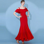 Short Flying Sleeve Modern Ballroom Dance Dresses for Women YL9088 - DancerInn