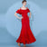 Red / S - Short Flying Sleeve Modern Ballroom Dance Dresses for Women YL9088