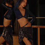 Latin Skirt Dance – Sequin Wrap Mini Skirt Latina with Fringe for Tango Salsa Samba Rumba - DancerInn   - 34511527215287 - 34511527215287