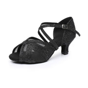 women rhinestone suede sole dance shoes