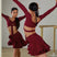 Burgundy Tops-Skirt 2Pcs / XS - Girls Dance Sets with Long Sleeve Latina Shirt and Latin Dance Skirt for Chacha Samba Competition Performance