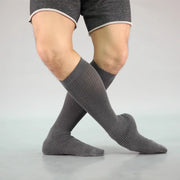 Dancer Socks for Mens Pilates Socks Non-Slip Cotton Elastic Mid-Calf Dancing Socks for Yoga, Fitness, Ballet, Modern Dance - DancerInn Grey-A-One-Size