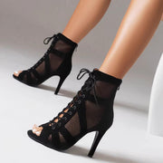 High Heel Dance Shoes - Dance Heels Boots with Open Toe Lace-Up Latin Dance Sandals for Salsa & Jazz DancerInn