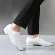Ballroom Dance Shoes for Men - Leather Suede Sole Low Heel Dance Shoes for Latin Salsa & Tango Practice - DancerInn 
