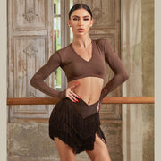 Fringe Dance Skirt - Multicolor Tassel Skirts with Built-in Shorts for Latin Dance ZYMOZYM