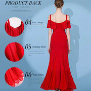 Short Flying Sleeve Modern Ballroom Dance Dresses for Women YL9088 - DancerInn