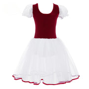 Girls Ballet Dress - Romantic Pink Professional Ballet Tutu Dress with TullePuff Sleeves for Kids Gymnastics Ballerina Dance - DancerInn