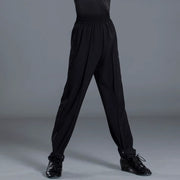 Boys Black Dance Pants - Wrinkle-Resistant, Breathable, Comfortable & Elastic for Latin, Ballroom, Tango, Salsa, Rumba, Samba & Cha-Cha - DancerInn Solid Black / XXL