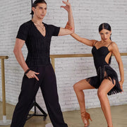 Leotards for Dance Womens Suspender Bodysuit with Built-In Bra Open Back for Latin Salsa Rumba Samba - DancerInn 