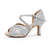 Suela de ante plateado - Tacón de 7 cm / US 4,5/UE 34 - Zapatos de baile latino para mujer - Zapatos de tacón medio con pedrería y suela de gamuza para baile latino, ideales para jazz, salsa y bachata.