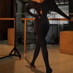 Latina Yoga Pants - High Waist Black Dancing Pants Woven Hollow Out for Samba Tango Rumba - DancerInn   - 34470611615927 - 34470611615927