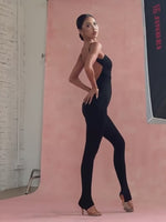유니타드 댄스 의상 - 살사, 룸바, 탱고를 위한 내장 브라가 있는 블랙 레오타드 라틴 댄스 캐미솔 점프수트 - 35057003200695 - 35057003200695