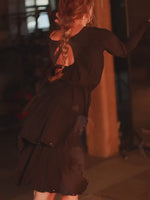 Lateinamerikanische Tanzkleider – Schwarzes, locker sitzendes, rückenfreies Langarmkleid im Latino-Stil für Tango, Salsa und Samba - 34400399458487 - 34400399458487