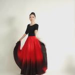 Flamenco Practice Skirt – Gradient Polyester Spanish Dance Skirts Big Hem Long Skirt for Dancing - 34738363236535 - 34738363236535