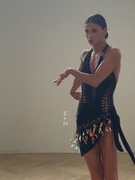 Body nero con scollo all'americana - Body nero senza spalline per danza da donna con imbottiture integrate per salsa latina, rumba e samba - 34314262970551 - 34314262970551