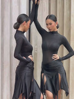 Dance Leotards for Adults - Semi Sheer High Neck Mesh Bodysuit Dancing Top for Latin Salsa - 34612458782903 - 34612458782903