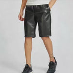 Mens Black Leather Shorts - Breathable PU Elastic Waist Hip Hop Biker Gym Dance & Clubwear Shorts for Sports and Party - 32486029099191 - 32486029099191