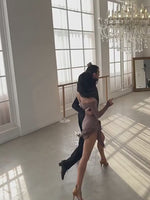 레오타드 긴팔 - 블랙 레오타드 여성용 댄스 브라 내장 오프숄더 라틴 살사 룸바 삼바용 - 34083807920311 - 34083807920311