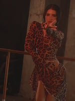 Latin Dancesport Dresses - Backless Dancing Leopard Dress with High Slit for Salsa Samba Tango - 34487945527479 - 34487945527479